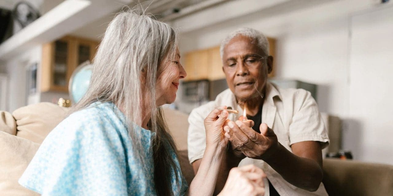 old couple smoking weed